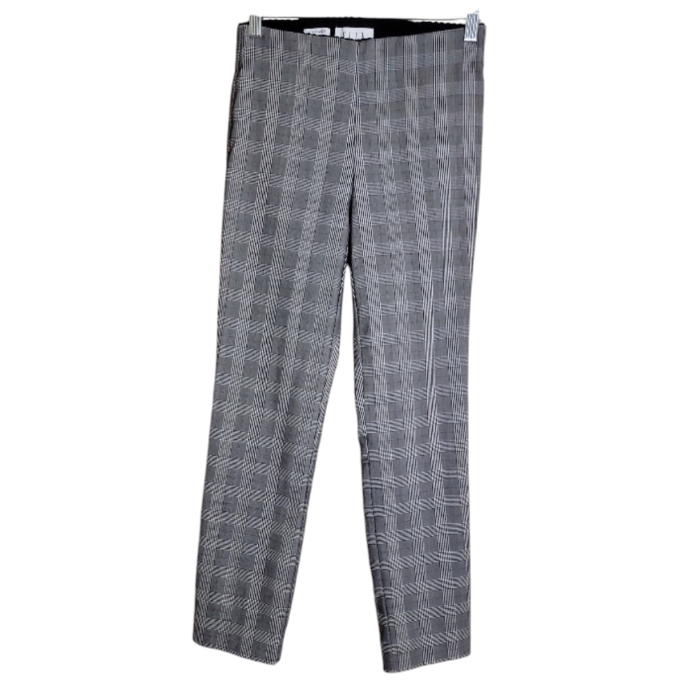 Elle glen plaid skinny ankle pants pull on low rise gray white red women's small